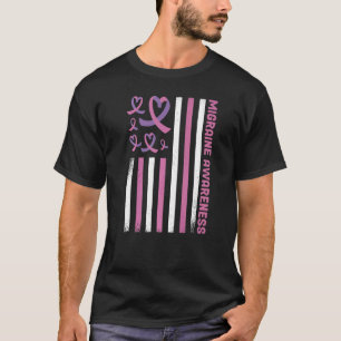 Migraine Awareness For Women Us Flag T-Shirt