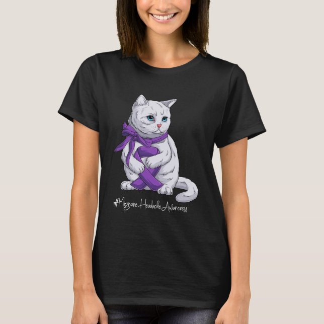 Migraine Headache Awareness Month Purple Ribbon Ca T-Shirt (Front)