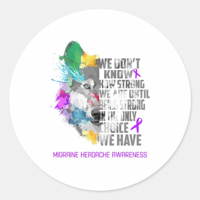 Migraine Headache Awareness Ribbon Support Gifts Classic Round Sticker (Front)