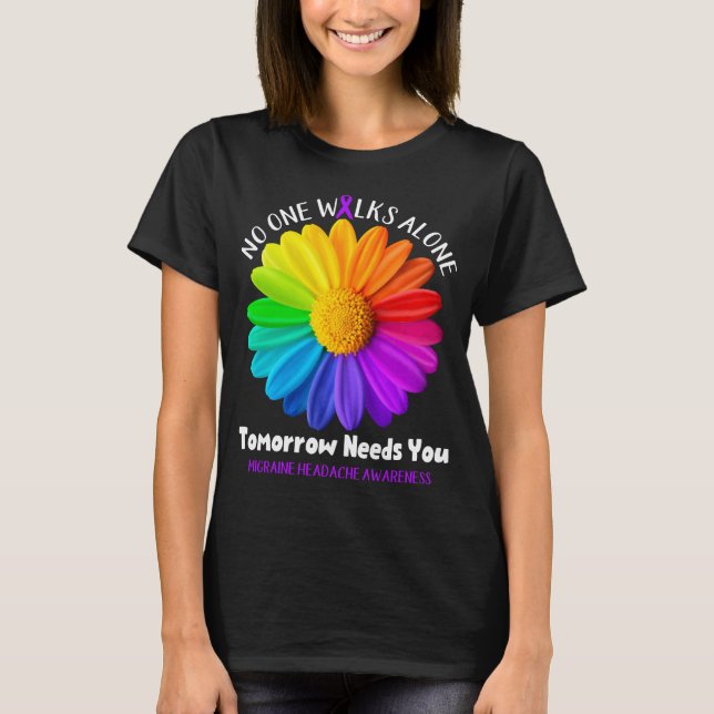 Migraine Headache Awareness Ribbon Support Gifts T-Shirt (Front)