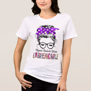 Migraine Headache Awareness Ribbon Support Gifts Tri-Blend Shirt