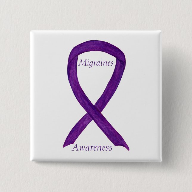 Migraines Awareness Ribbon Custom Pin (Front)
