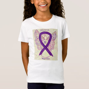 Migraines Purple Awareness Ribbon Angel Shirt