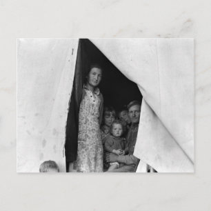 Migrant Family During Pea Harvest -- 1939 Postcard