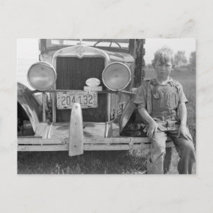 Migrant Fruit Picker's Truck, 1940 Postcard
