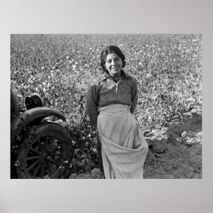 Migrant Worker in Cotton Field by Dorothea Lange Poster