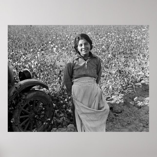 Migrant Worker in Cotton Field by Dorothea Lange Poster (Front)