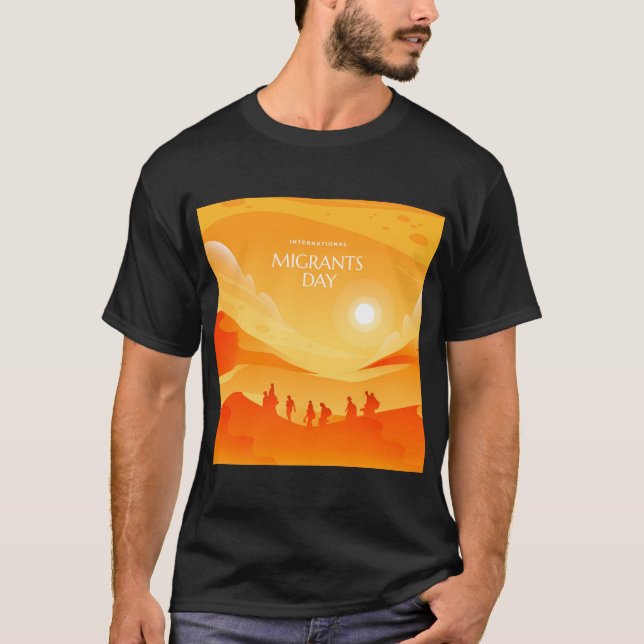 migrants walk through desert dunes T-Shirt (Front)