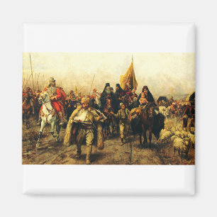 Migration of the Serbs by Paja Jovanovic Fine Art Magnet