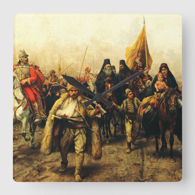 Migration of the Serbs by Paja Jovanovic Fine Art Square Wall Clock (Front)