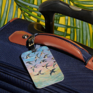 Migratory birds art luggage tag