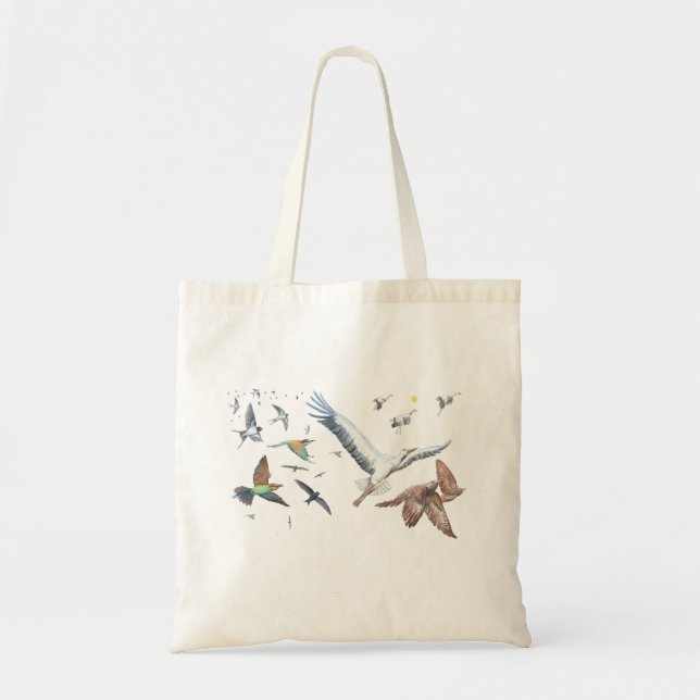 Migratory birds tracing their flights Illustration Tote Bag (Front)
