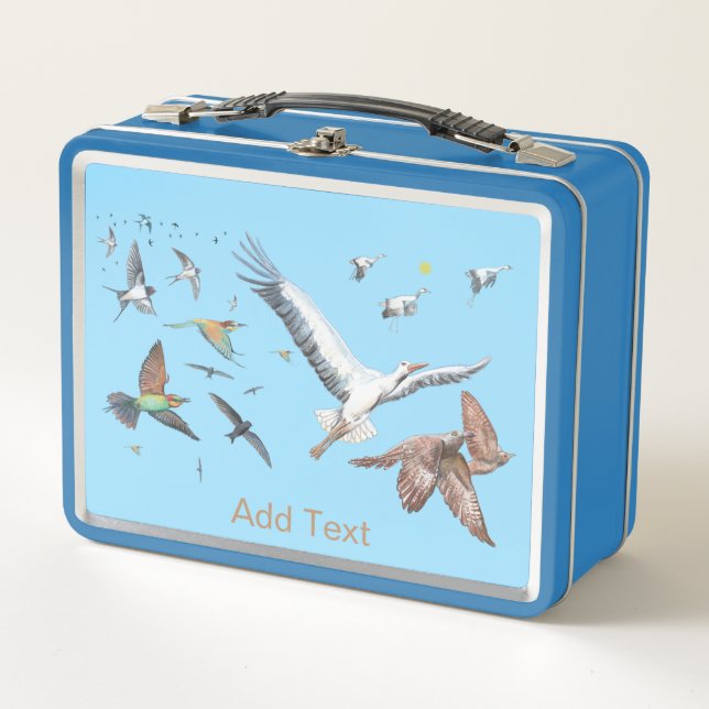 Migratory birds tracing their flights Personalized Metal Lunch Box (Front)
