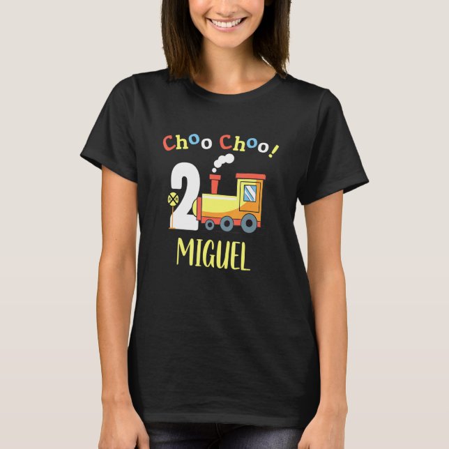 Miguel Choo Choo Two Train 2nd Birthday Turning 2 T-Shirt (Front)