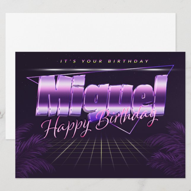 Miguel Name First Name pura retro card Birthday (Front/Back)