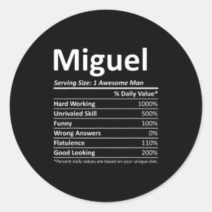 Miguel Nutrition Funny Birthday D Name  Classic Round Sticker