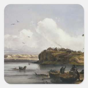 Mih-Tutta-Hankush, a Mandan Village, plate 16 from Square Sticker