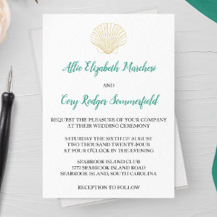 Miimalist Seashell Wedding Invitation