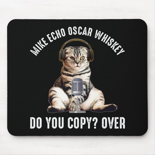 Mike Echo Oscar Whiskey Ham Radio Cat Mouse Mat (Front)