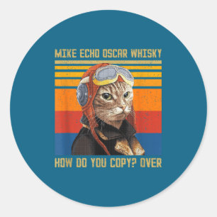 Mike Echo Oscar Whisky How Classic Round Sticker