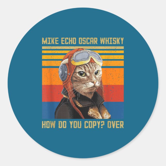 Mike Echo Oscar Whisky How Classic Round Sticker (Front)