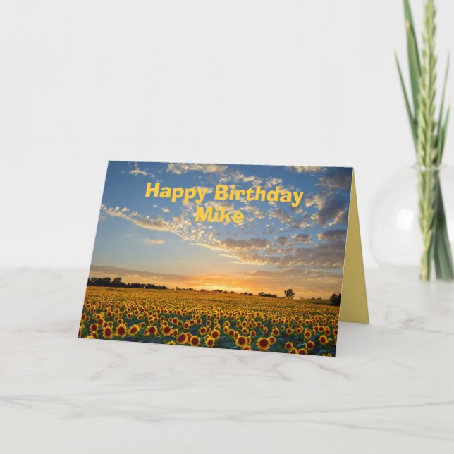 Mike Happy Birthday Sunflowers at Sunset Card (Front)