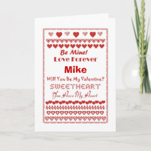 Mike Happy Valentine's Day Hearts Hearts Hearts Holiday Card