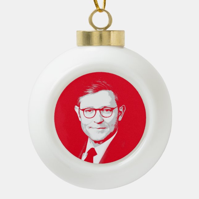 Mike Johnson Ceramic Ball Christmas Ornament (Front)