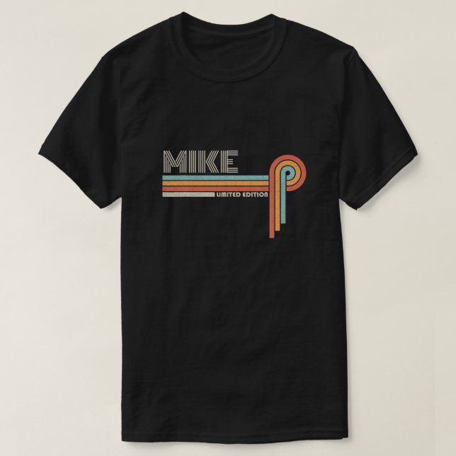 MIKE Name Gifts Personalised Funny Retro Vintage B T-Shirt (Design Front)