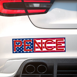 Mike Pence over Colourful American Flag Bumper Sticker