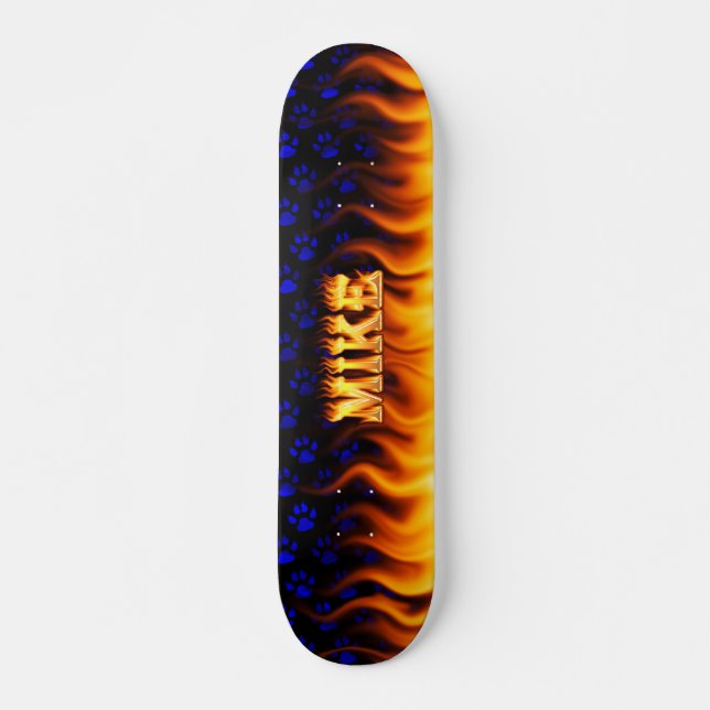 Mike skateboard fire and flames design. (Front)