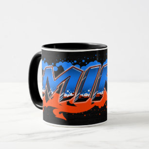 Mike Vorname Name Graffiti blue orange Tasse Mug