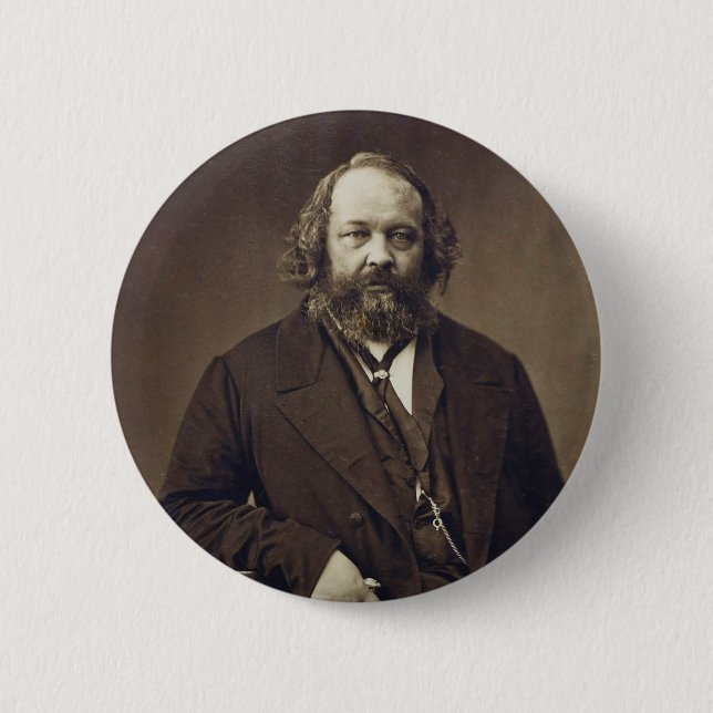 Mikhail Bakunin Russian Anarchist by Nadar 6 Cm Round Badge (Front)