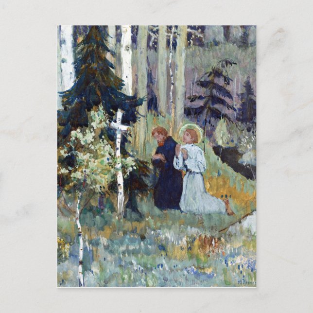 Mikhail Nesterov The Foundingof Trinity Sergius Postcard (Front)