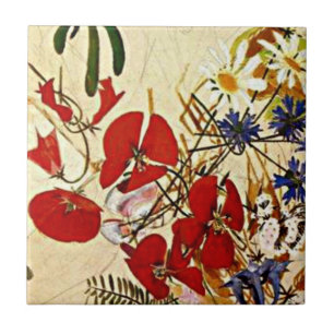 Mikhail Vrubel art: Field Flowers Tile
