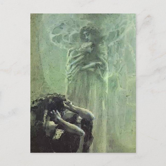 Mikhail Vrubel- Demon and Angel with Tamara's Soul Postcard (Front)