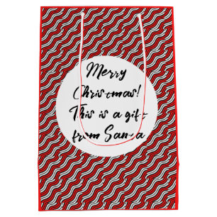 Mikitez redwhite candycane Christmaspattern Medium Gift Bag