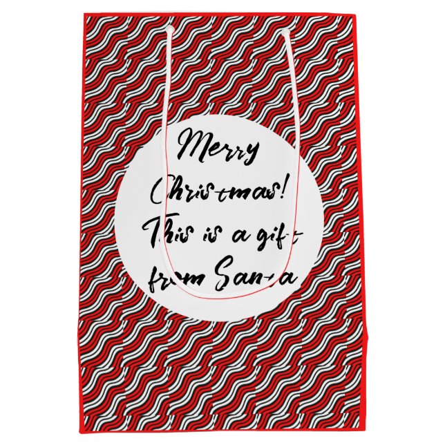 Mikitez redwhite candycane Christmaspattern Medium Gift Bag (Back)