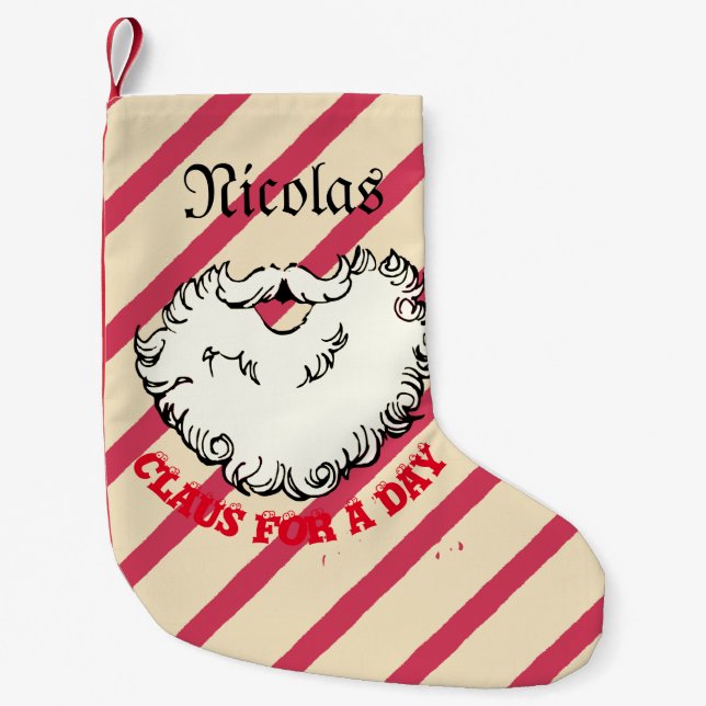 Mikitez santaclaus beard vintage gingerbread  small christmas stocking (Front)