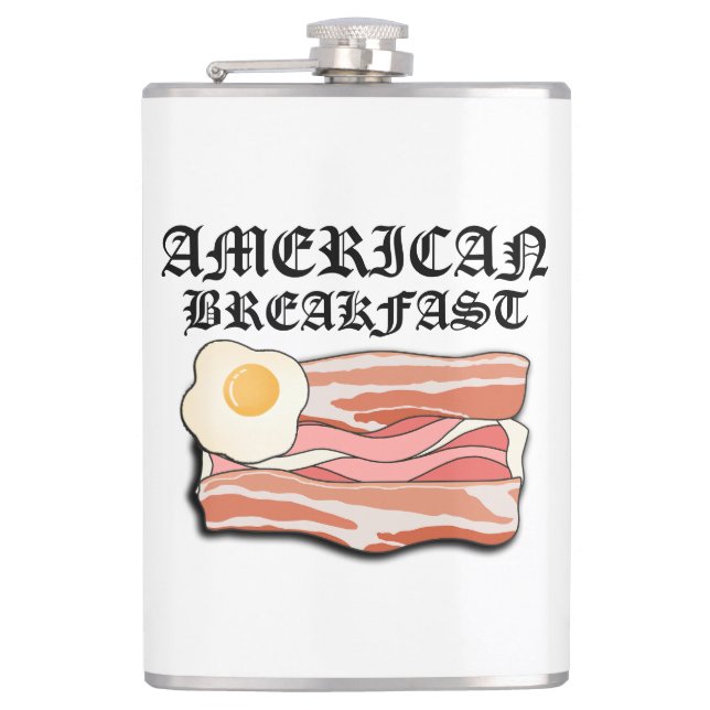 Mikitiez american breakfast bacon egg july picnic hip flask (Front)