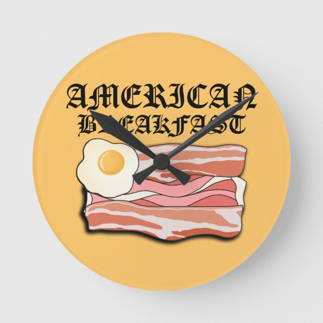 Mikitiez american breakfast bacon egg july picnic round clock (Front)
