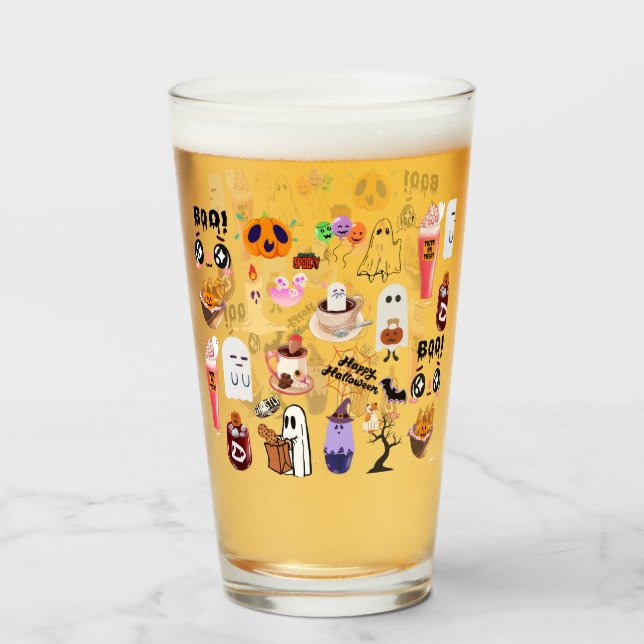 Mikitiez anime cute coffee halloween croissant glass (Back Filled)