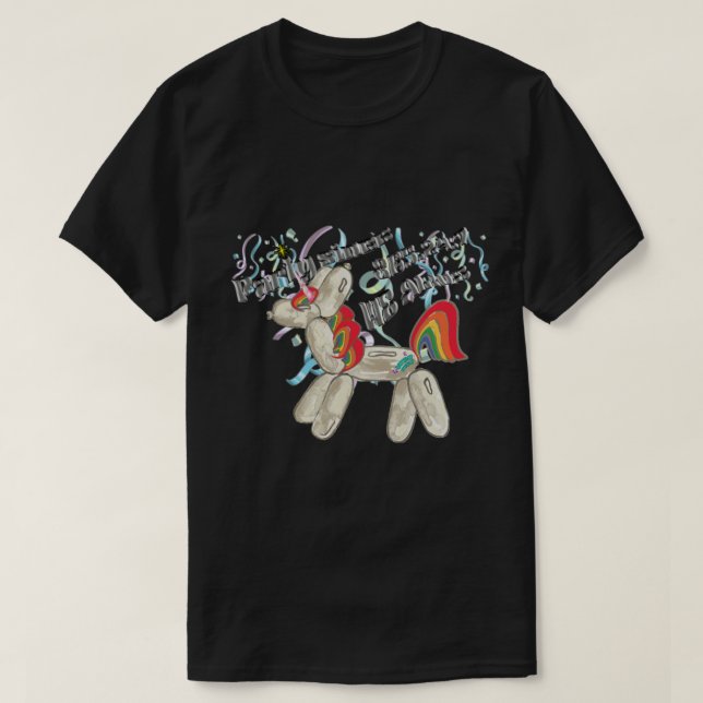 Mikitiez Birthdayemoji unicorn rainbowparty pony T-Shirt (Design Front)