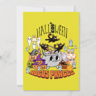 Mikitiez black cat spooky halloween vibes ghouls  invitation