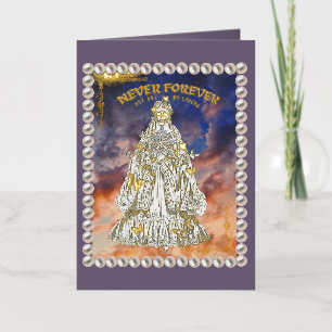 Mikitiez bride white skull skeleton halloween foil greeting card