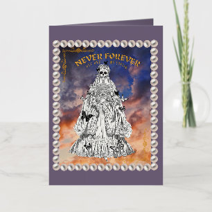 Mikitiez bride white skull skeleton halloween foil greeting card