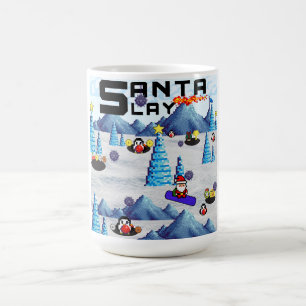 Mikitiez christmas santa snowboard crew penguin coffee mug