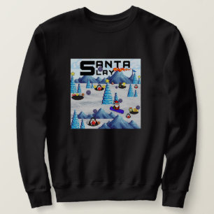 Mikitiez christmas santa snowboard crew penguin sweatshirt