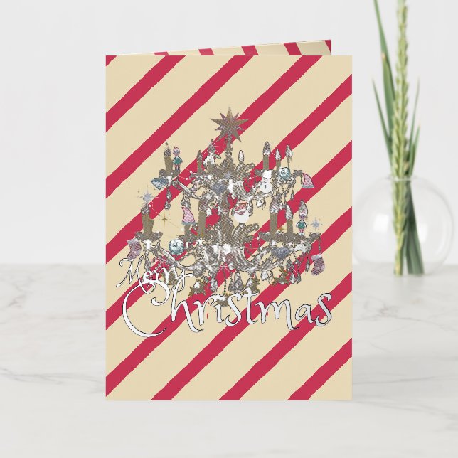 Mikitiez classicwhitechristmas light jollyholly foil greeting card (Front)