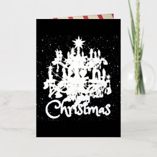 Mikitiez classicwhitechristmas light jollyholly foil greeting card